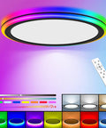 Dope RGB LED Flush Mount Ceiling Light With Remote Control, 13-Inch 24W 2400LM Dimmable Color Changing Fixture, 3000K-6500K Tunable White And RGB Ring