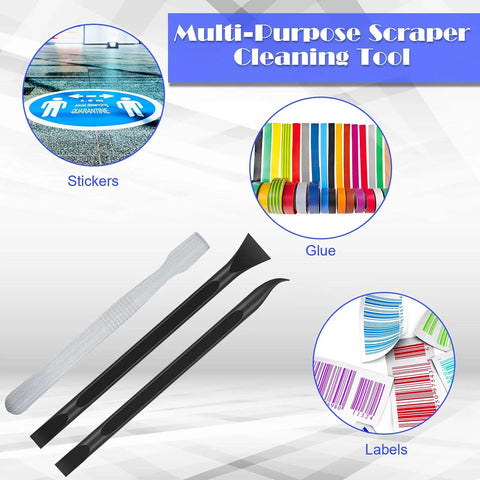 Must Have 9 Piece Scraper Set With Carbon Fiber Plastic And Alloy Steel Tools For Sticker Removal Label Removal Oil Stains