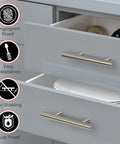 Brushed Nickel Cabinet Handles 5 Inch Length With 3 Inch Hole Centers installed on a kitchen drawer, showcasing easy installation and rust proof features.