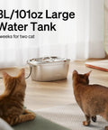 Stainless Steel Cat Water Fountain 3L Auto Dispenser BPA-Free Rust-Resistant and Dishwasher Safe 101oz Pet Drinking Fountain for Cats