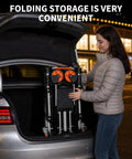 Folding 2-In-1 Hand Truck and Platform Cart for Heavy Duty Loads, 330 Lbs Capacity, Convertible Dolly with 360 Degree Brake Wheels, Lightweight Rustproof Aluminum Steel Frame folded for car trunk storage