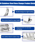 30 Pack 304 Stainless Steel Hose Clamp Set 3/8 To 5/8 Inch (10-16mm) Adjustable Worm Gear Fuel Line Clamps details