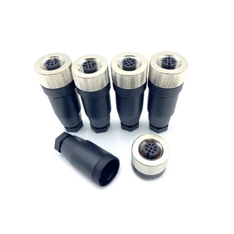 M12 4 Pin Female Connector IP67 Waterproof A Code, unshielded, straight type, designed for industrial sensor field assembly with PG7 cable.