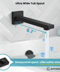 Matte Black Shower System With Tub Spout, Wall Mounted Rain Shower Head And Handle, ultra-wide tub spout
