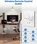 Remote Control Outlet Switch For Lamps And Lights, Wireless Light Switch With On Off Remote, shown plugged into wall socket
