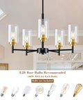 Three Light Linear Kitchen Island Chandelier Rectangle Pendant Lights For Dining Room Farmhouse Hanging Lights With Glass Shades Black And Gold Finish in a domestic interior with glass shades.