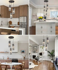 Three Light Black Pendant Light Fixture With Crystal Beads For A Modern Kitchen Island Dining Room And Bedroom Upgrade in 4 settings.