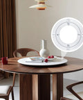 Top Shelf Aluminum Alloy 4 Pack Lazy Susan Turntables With Breezy 360 Spin Action For Kitchen Cabinets Countertops And Dining Tables Straight Up Hassle Free Organizer Hardware displayed on a dining table.