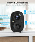 2K Battery Powered Wireless Security Camera for Indoor Outdoor Use With AI Motion Detection, Color Night Vision, on table