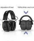 Electronic Shooting Ear Protection Muffs With 30 dB NRR And 0.01s Reaction Time, featuring adjustable headband and folding design