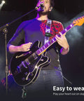 Musician using Wireless In Ear Monitor System 2.4GHz With Transmitter And Clip On Receiver for live performance on stage