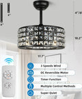 Bladeless Ceiling Fan With Lights And Remote Control Industrial Fandelier Style Cage Fan for Bedroom Kitchen Dining Room Reversible Motor