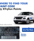 Guidelines for finding paint code on a Hyundai vehicle label, useful for Intense Blue Touch Up Paint For Hyundai Cars DIY Scratch Repair Kit.