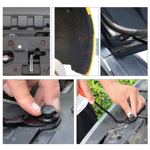 Heavy Duty Nylon Bumper Shield Retainers And Double End Xmas Tree Clips Universal Auto Body Fastener Kit With Bonus Removal Tool shown in installation steps.