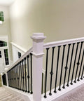 Staircase with Flat Shoe For Half Inch Square Iron Balusters With Side Set Screw Satin Black Finish 30 Pack for handrails.