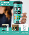 Hand holding Easy Peasy pH Test Strips for Urine and Saliva with Ebook 150 Litmus Paper Strips for Quick pH Level Checks from 4.5 to 9.0