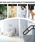 Rock Solid Black Handrails For Outdoor Steps 21 Inch Stair Railing welded base plate for safety of elderly, children, and pregnant women.