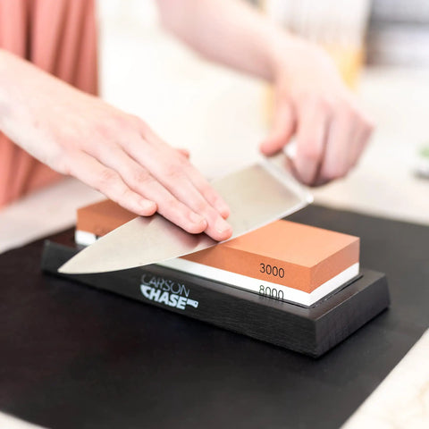 Sharpening knife on Pro Grade Knife Sharpening Kit With Whetstone Bowl, 15-Piece Set, Dual Grit 400/1000 and 3000/8000 Stones