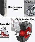 Heavy Duty Six Inch Rolling Gate Wheels Loaded With Double U Bolts And Rust Proof Steel Setup for Metal Tube Gates or Chain Link Fences showing heavy-gauge steel and solid rubber tire.