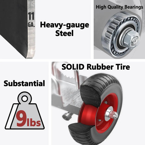 Heavy Duty Six Inch Rolling Gate Wheels Loaded With Double U Bolts And Rust Proof Steel Setup for Metal Tube Gates or Chain Link Fences showing heavy-gauge steel and solid rubber tire.