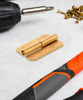 Brass Hinges For Wooden Boxes And Furniture Self Closing Cabinet Hardware Kit on white surface with tools and screws