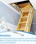 55-2 Attic Ladder Hinge Arms With Springs No Fuss Replacement Kit for Attic Ladders After 2010 shown on a wooden attic ladder