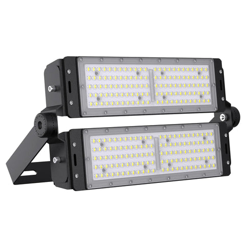 300W Outdoor LED Flood Light With 3 Adjustable Heads, 27000LM, 3000K Warm White, IP66 Waterproof, side view