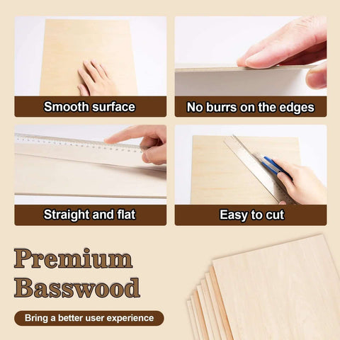 60-pack basswood sheets, 12 x 12 x 1/8 in, unfinished square wood for laser cutting, engraving and crafts