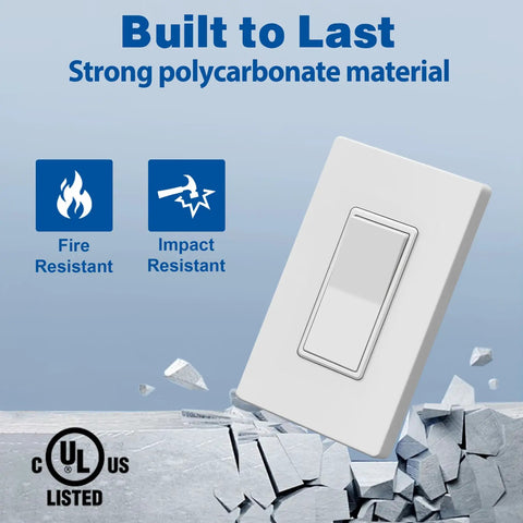 3 Way Wall Light Switch Decorator Rocker Paddle Interrupter for Easy Flip 15A 120 to 277V with screwless wall plate