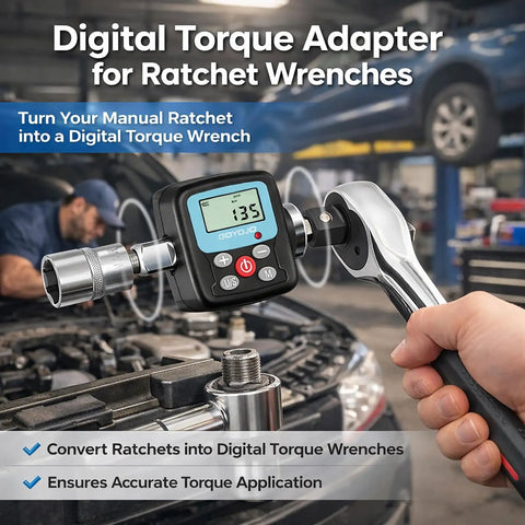 Digital Torque Wrench Adapter Kit With 4-135Nm Range And Electronic Display in use on a car engine