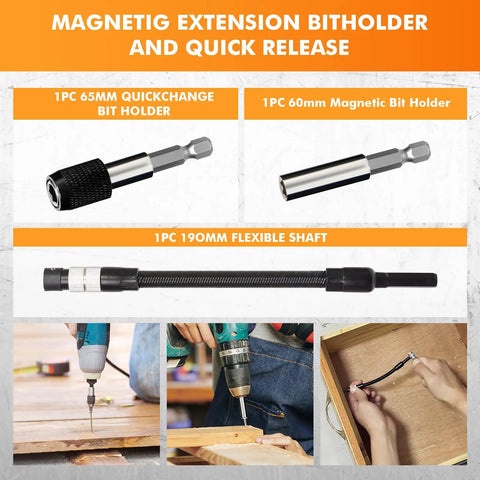 237 Piece Pro Grade Precision Screwdriver Bit Set Kit With Chrome Vanadium Steel Impact Driver Bits Security Bits Nut Driver Ratchet Wrench And Bits Holder details with magnetic bit holders and flexible shaft for heavy-duty projects.