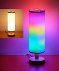Smart RGB Table Lamp With Dimmable Warm To Cool White Light Remote And App Control Alexa Compatible Nightstand Lamp lit in colors