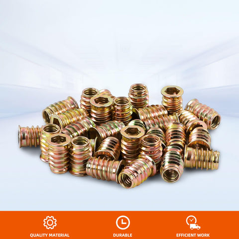 5/16-18 Threaded Inserts For Wood Nutserts For Furniture Screw-In Nut 25mm Length Hex Drive 25 Pieces Made From High-Quality Carbon Steel With Pro-Grade Zinc Plating Easy Install For DIY Woodworking And Furniture Repairs