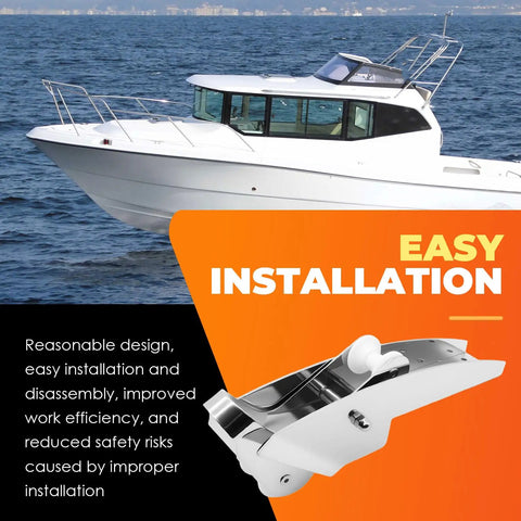 316 Stainless Steel Bow Anchor Roller for Boats Pivoting Marine Hardware with Polished Finish installed on boat