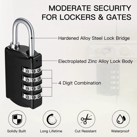 40 Pack Four Digit Combination Padlocks For Luggage And Lockers, waterproof and resettable with hardened steel lock bridge