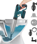 Electric Toilet Plunger Heavy Duty Portable Battery Powered 80 PSI Clog Buster For Bathroom And Kitchen Sink with attachments