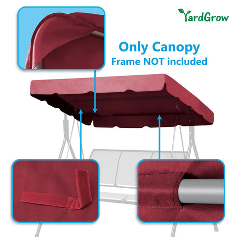 77x43 Swing Canopy Replacement Cover Burgundy Garden Patio Outdoor Top For Porch Swing With Scalloped Edge details