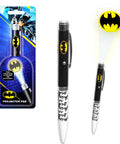 Batman Projector Pen set with packaging showing logo projection; Projector Pen Set Bundle With Light Ballpoint Pen Projector For Kids