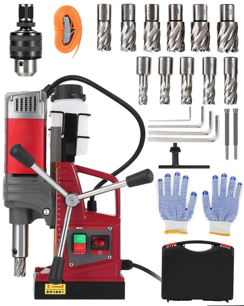 Magnetic Drill Press for Steel and Metal, 1.57 Inch Boring Diameter, 1450W Motor, 10 Speed, accessories for workshop use