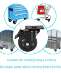 4 Inch Caster Wheels Set of 4 Heavy Duty Rubber Plate Casters Load Capacity Up To 1200lbs displayed with furniture on wheels