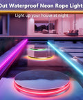 Dope Neon RGB Rope Lights For Gaming Rooms And Living Spaces, IP67 Waterproof Flexible LED Rope Light, outdoor evening view