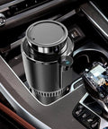 Electric Drink Chiller And Warmer Cup With Rapid Temperature Settings For Cars And Offices in car cup holder.