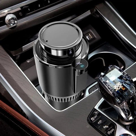 Electric Drink Chiller And Warmer Cup With Rapid Temperature Settings For Cars And Offices in car cup holder.