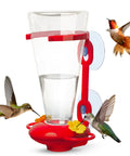 Window Hummingbird Feeder With Side Ports For Clear Viewing Big 20 Oz Nectar Capacity Durable Plastic Easy Clean And Refill