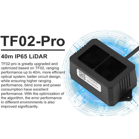 TF02 Pro LiDAR Sensor For Drones And Smart Traffic Systems, IP65 Weatherproof Rangefinder With 0.05-40m Reach And 1cm Resolution