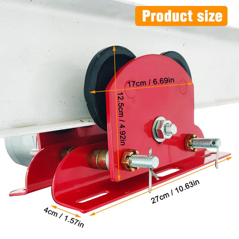 Electric Trolley With 1100 Lb Load Capacity For Power Hoist Adjustable Beam Flange Width 2.68 To 4.33 Inches, side view
