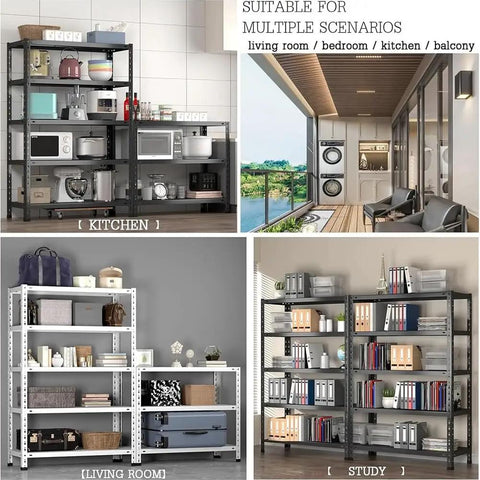 Heavy Duty 5 Tier Metal Storage Shelves Adjustable Rust Resistant White Utility Rack with Rock Solid Hella Sturdy Base No Wobble for Garage Kitchen Pantry Closet Storage 120x40x180cm Top Shelf Organization