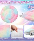 Self Heating Cat Bed 2 Pack Machine Washable Pet Mat Reversible Thermal Warm Round Dog Crate Pad Tie Dye round mat 16 inch soft fluffy fabric