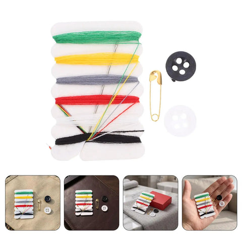 Real Deal Mini Sewing Kit With 200 Pieces As A Portable Travel Set to mend clothes with colorful threads, needles, and buttons.