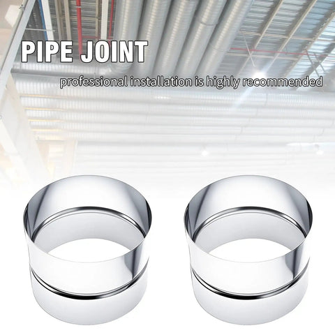 4 Inch Galvanized Steel Duct Connector Set Round Vent Extension For HVAC Dryer Vent Exhaust Fan Metal Hose Coupling Easy Install Heavy Duty Metal Vent Coupler 2 Pack, two silver couplers